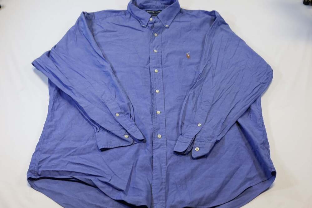 Ralph Lauren Yarmouth 100% Cotton Pinpoint Oxford Button Down Shirt Blue